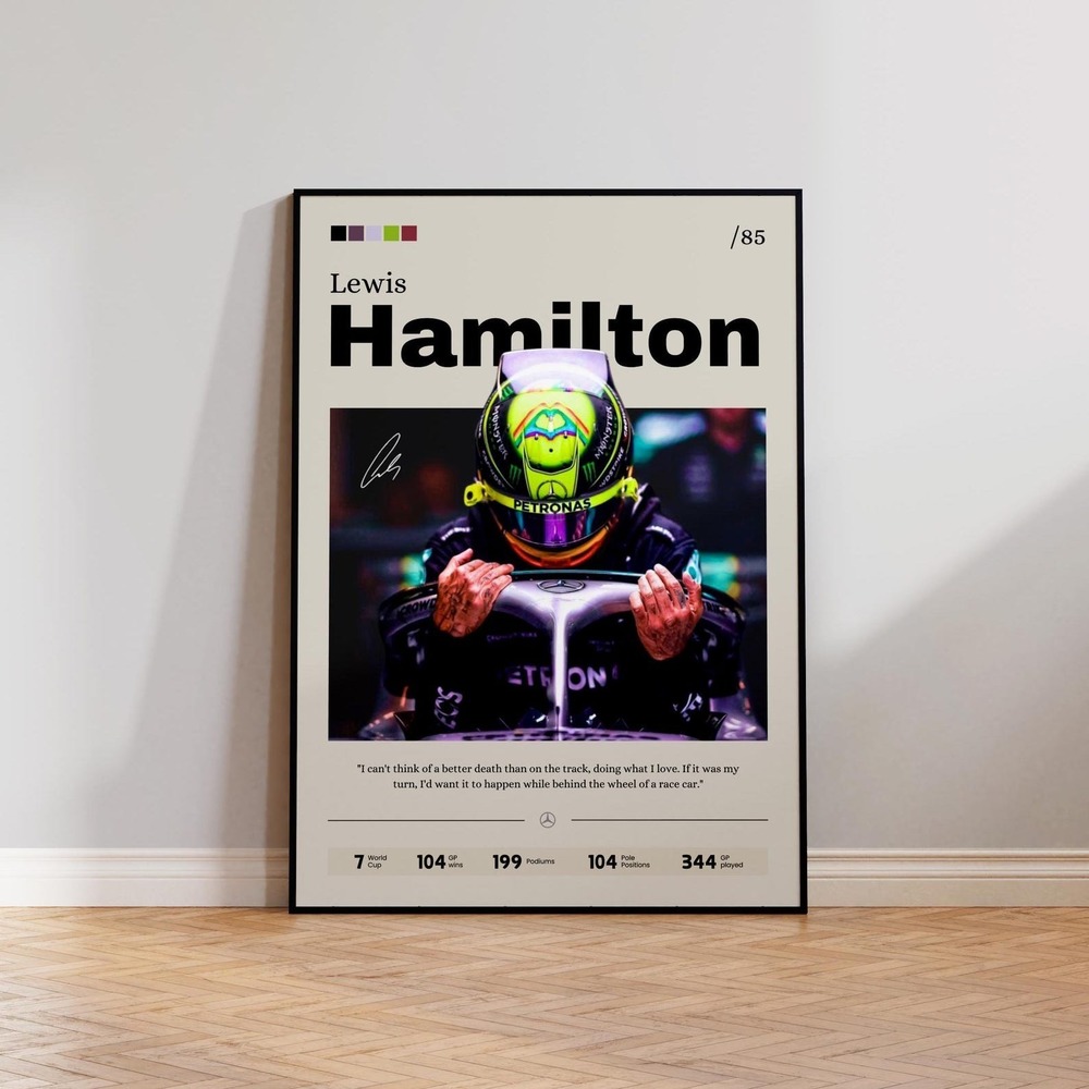 Lewis Hamilton Poster, Formula 1 Wall Art, F1 Racing Print